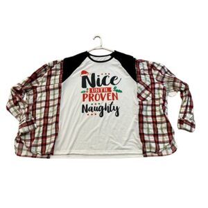 Nice Until Proven Naughty t-shirt flannel shirt XL